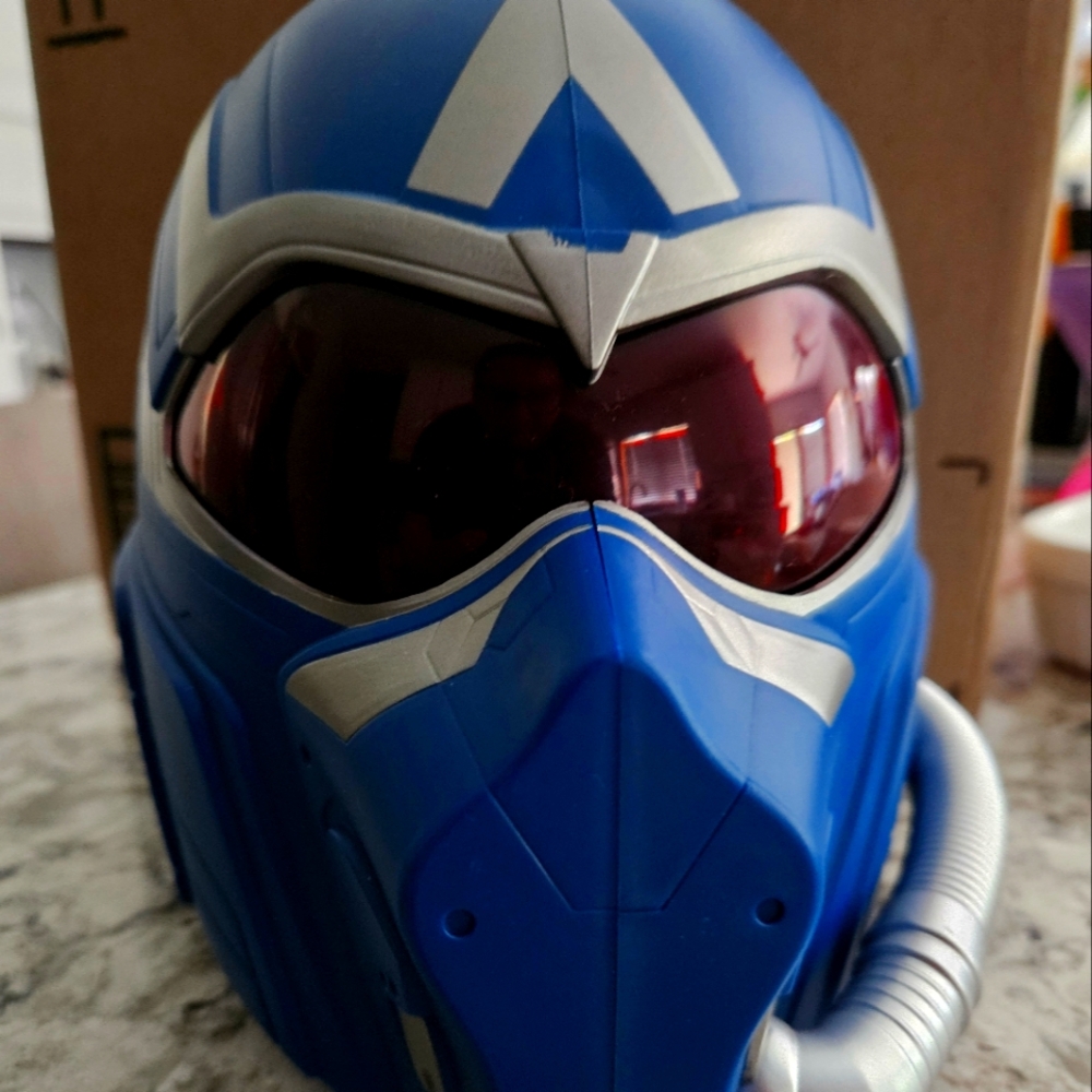 Blue and Silver Helmet